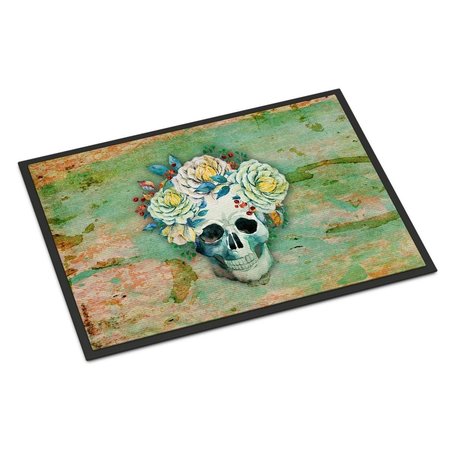 MICASA Day of the Dead Skull with Flowers Indoor or Outdoor Mat, 24 x 36 in. MI54526